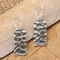 Sterling silver dangle earrings, 'Reef Portal' - Marine-Themed Textured Sterling Silver Dangle Earrings
