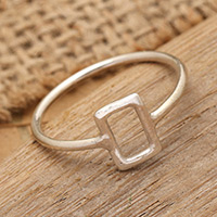 Sterling silver band ring, 'Future Shadow' - High-Polished Modern Geometric Sterling Silver Band Ring