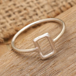 Sterling silver band ring, 'Future Shadow' - High-Polished Modern Geometric Sterling Silver Band Ring
