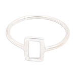 Sterling silver band ring, 'Future Shadow' - High-Polished Modern Geometric Sterling Silver Band Ring