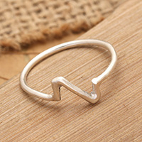 Sterling silver band ring, 'Future Thunder' - Modern High-Polished Bolt Sterling Silver Band Ring