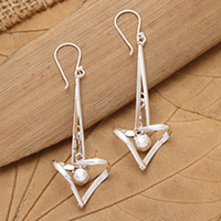 Sterling silver dangle earrings, 'Future Bells' - Modern High-Polished Sterling Silver Dangle Earrings