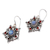Garnet and rainbow moonstone dangle earrings, 'Starry Romance' - 5-Carat Garnet and Rainbow Moonstone Star Dangle Earrings