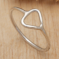 Sterling silver band ring, 'Triangle Glam' - Modern Triangle-Themed Sterling Silver Band Ring from Bali
