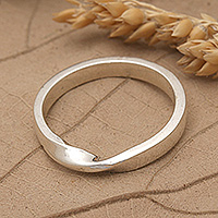 Sterling silver band ring, 'Twisted Finesse' - High-Polished Modern Sterling Silver Band Ring from Bali