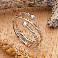 Sterling silver wrap ring, 'Close Encounters' - High-Polished Modern Sterling Silver Wrap Ring
