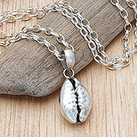 Sterling silver pendant necklace, 'Coffee Bean' - Coffee Bean-Themed Sterling Silver Pendant Necklace