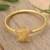 Gold-plated band ring, 'Radiant Swimming Turtle' - Polished Textured 18k Gold-Plated Sea Turtle Band Ring