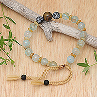 Multi-gemstone beaded bracelet, 'Spiritual Blend' - Adjustable Multi-Gemstone Beaded Yoga Bracelet from Bali