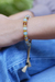 Aquamarine beaded bracelet, 'Interior Fire' - Adjustable Inspirational Aquamarine Beaded Bracelet