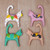 Wood ornaments, 'Feline Magic' (set of 4) - 4 Hand-Painted Wooden Cat Christmas Ornaments from Bali