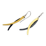 Gold-plated brass and copper dangle earrings, 'Chic Divergent Paths' - Modern 18k Gold-Plated Brass and Copper Dangle Earrings