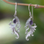 Amethyst dangle earrings, 'Peacock Supreme in Purple' - Sterling Silver Peacock Feather Earrings with Amethyst Gems