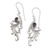 Amethyst dangle earrings, 'Peacock Supreme in Purple' - Sterling Silver Peacock Feather Earrings with Amethyst Gems