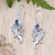 Amethyst dangle earrings, 'Peacock Supreme in Purple' - Sterling Silver Peacock Feather Earrings with Amethyst Gems