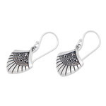 Sterling silver dangle earrings, 'Gianyar Morning' - Traditional Fan-Shaped Sterling Silver Dangle Earrings