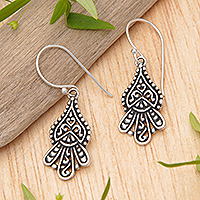 Sterling silver dangle earrings, 'Tropical Crown' - Classic Tropical Sterling Silver Dangle Earrings from Bali