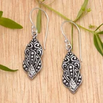 Sterling silver dangle earrings, 'Tropical Nobility' - Traditional Sterling Silver Dangle Earrings Made in Bali