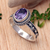 Amethyst single stone ring, 'Wise Waves' - Classic Balinese One-Carat Amethyst Single Stone Ring