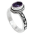 Amethyst single stone ring, 'Wise Waves' - Classic Balinese One-Carat Amethyst Single Stone Ring