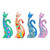 Wood ornaments, 'Fantasy Felines in Spring' (set of 4) - Set of 4 Hand-Painted Floral Albesia Wood Cat Ornaments