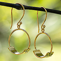 Gold-plated brass dangle earrings, Classic Hoop