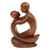 Wood sculpture, 'Time with Father' - Minimalist Hand-Carved Father and Child Suar Wood Sculpture