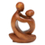 Wood sculpture, 'Time with Father' - Minimalist Hand-Carved Father and Child Suar Wood Sculpture