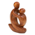 Wood sculpture, 'Time with Father' - Minimalist Hand-Carved Father and Child Suar Wood Sculpture