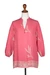 Batik rayon tunic, 'Chic Coral Reef' - Pink Batik Rayon Tunic with Hand-Stamped Coral Reef Motif
