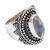 Rainbow moonstone cocktail ring, 'Batur Jewel' - Traditional Balinese Natural Rainbow Moonstone Cocktail Ring