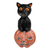 Wood sculpture, 'Cat on the Halloween Night' - Halloween-Themed Albesia Wood Cat and Pumpkin Sculpture