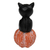 Wood sculpture, 'Cat on the Halloween Night' - Halloween-Themed Albesia Wood Cat and Pumpkin Sculpture