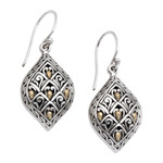 Gold-accented dangle earrings, 'Golden Fields' - Classic 18k Gold-Accented Sterling Silver Dangle Earrings