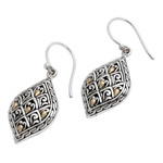 Gold-accented dangle earrings, 'Golden Fields' - Classic 18k Gold-Accented Sterling Silver Dangle Earrings