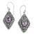 Amethyst dangle earrings, 'Amethyst Heaven' - Diamond-Shaped Leafy 2-Carats Amethyst Dangle Earrings