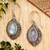 Rainbow moonstone dangle earrings, 'Moon Mirror' - Classic Natural Rainbow Moonstone Dangle Earrings