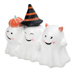Wood sculpture, 'Cheeky Halloween Trio' - Halloween-Themed Distressed Wood Sculpture of Three Ghosts