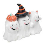 Wood sculpture, 'Cheeky Halloween Trio' - Halloween-Themed Distressed Wood Sculpture of Three Ghosts