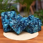 Batik rayon gift wraps, 'Blue Indigo' (set of 3) - 3 Upcycled Blue Leaf-Themed Batik Furoshiki-Style Gift Wraps