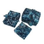 Batik rayon gift wraps, 'Blue Indigo' (set of 3) - 3 Upcycled Blue Leaf-Themed Batik Furoshiki-Style Gift Wraps