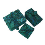 Batik rayon gift wraps, 'Green Leaf', (set of 3) - 3 Upcycled Green and Blue Batik Furoshiki-Style Gift Wraps