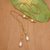 Gold-plated cultured pearl lariat necklace, 'Ocean Morn' - Natural White Pearl Lariat Necklace in 18k Gold Plating