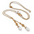 Gold-plated cultured pearl lariat necklace, 'Ocean Morn' - Natural White Pearl Lariat Necklace in 18k Gold Plating