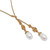 Gold-plated cultured pearl lariat necklace, 'Ocean Morn' - Natural White Pearl Lariat Necklace in 18k Gold Plating