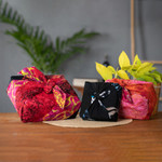 Batik furoshiki-style gift wraps, 'Flames of Celebration' (set of 3) - Batik-Patterned Set of 3 Rayon Furoshiki-Style Gift Wraps