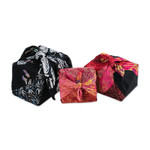 Batik furoshiki-style gift wraps, 'Flames of Celebration' (set of 3) - Batik-Patterned Set of 3 Rayon Furoshiki-Style Gift Wraps