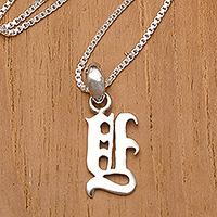 Sterling silver pendant necklace, 'Letter Y' - Classic Polished Sterling Silver Letter Y Pendant Necklace