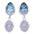 Blue topaz and rainbow moonstone dangle earrings, 'Celestial Dream' - One-Carat Blue Topaz and Rainbow Moonstone Dangle Earrings