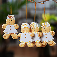 Wood ornaments, Gingerbread Darlings (set of 4)